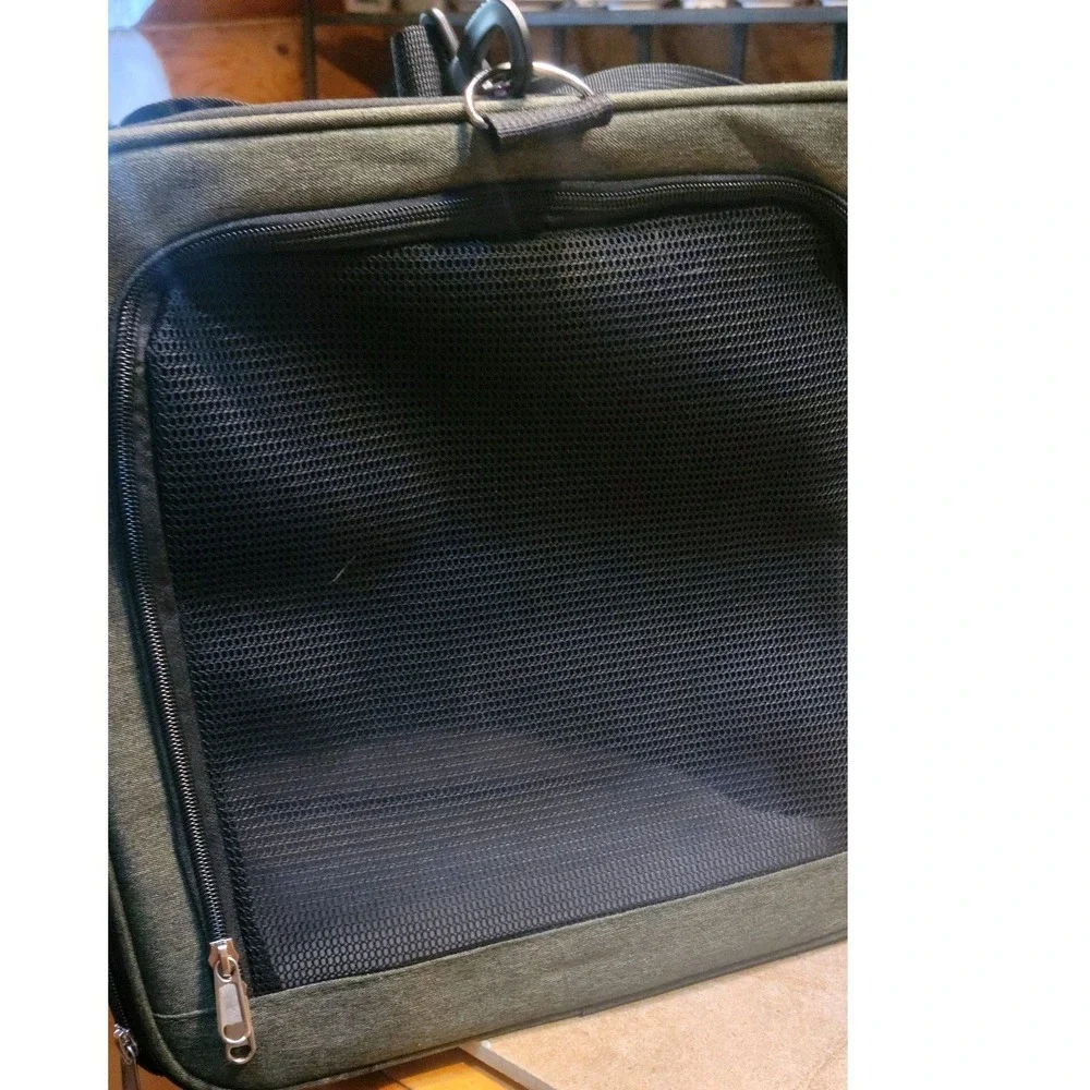 NEW Single/Double Olive Green Soft Side Pet Carrier Mesh Travel Bag with Pockets